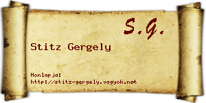 Stitz Gergely névjegykártya